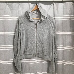 MICHAEL KORS / Womens Gray Crushed Velvet Hooded Jacket Size L